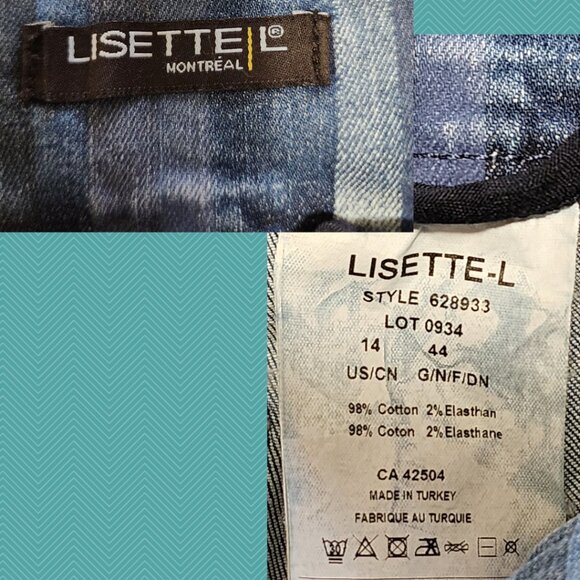 Lisette-L Blue Striped Denim Stretch Pull On Ankle Pants - Picture 4 of 4